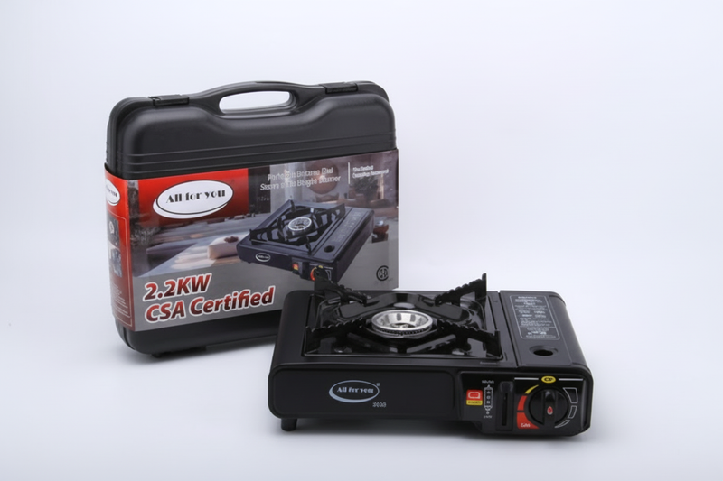 Portable Gas Stove, Single Burner, Black, 2.2KW, CSA Certified, Temperature Control with Indicator Light, Easy to Clean, with Carrying Case
