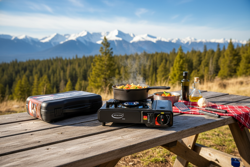 Portable Gas Stove, Single Burner, Black, 2.2KW, CSA Certified, Temperature Control with Indicator Light, Easy to Clean, with Carrying Case