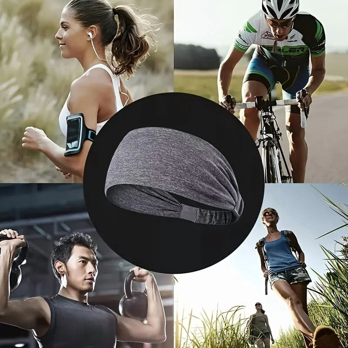 Headbands worn while running, cycling, lifting weights and hiking