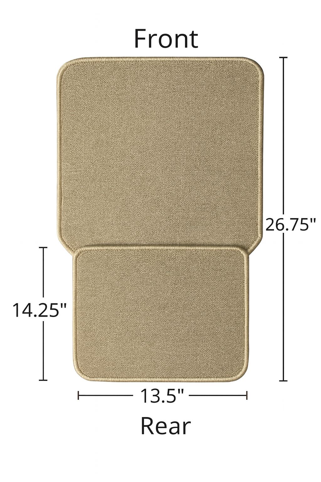 4 Piece Set of Car Floor Mats Front 26.75 x 14.25 inches, Rear 13.5 x 20 inches