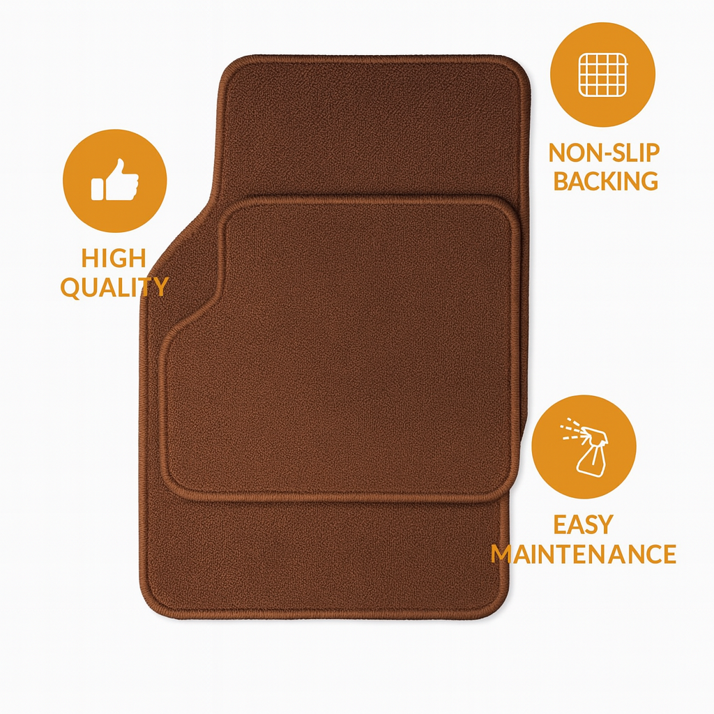 4 Piece Set of Car Floor Mats Front 26.75 x 14.25 inches, Rear 13.5 x 20 inches