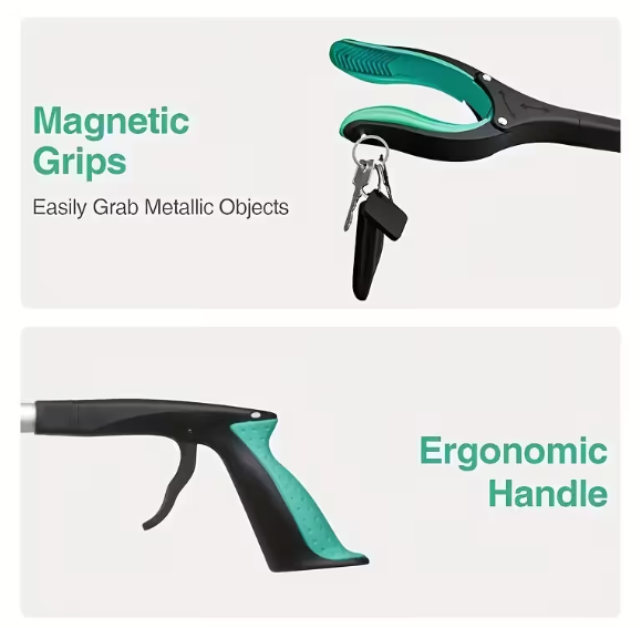 Heavy-Duty Steel Folding Trash Picker – 32" with Magnet & Anti-Slip Handle