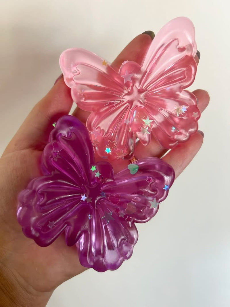 Butterfly Glitter Squishy Sensory Toy | Pink & Purple Fidget Stress Relief Toy for Kids