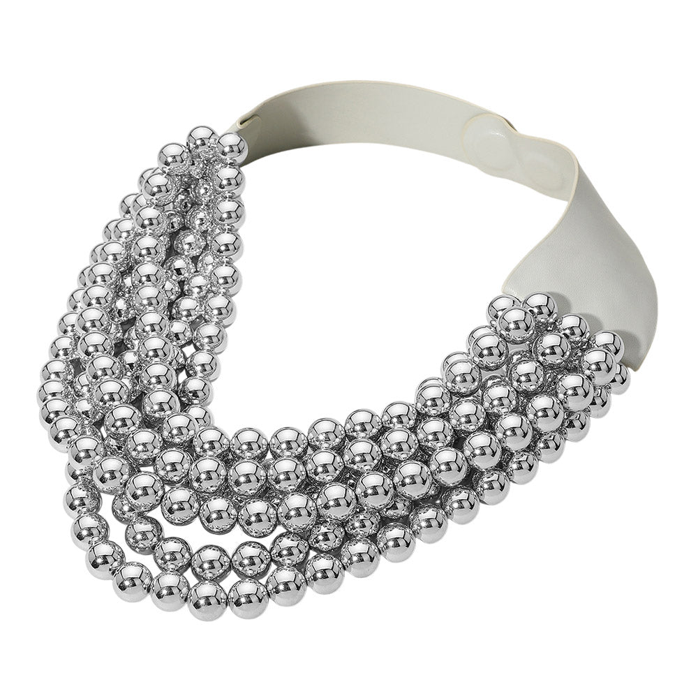 Chunky Multi-Strand Beaded Necklace with Magnetic Clasp