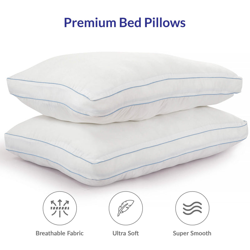 2-Pack: Royale Linens Gusseted Pillows Soft Hotel Quality