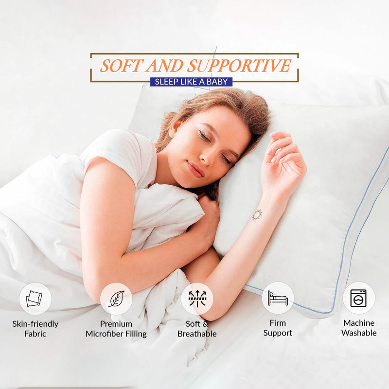 2-Pack: Royale Linens Gusseted Pillows Soft Hotel Quality
