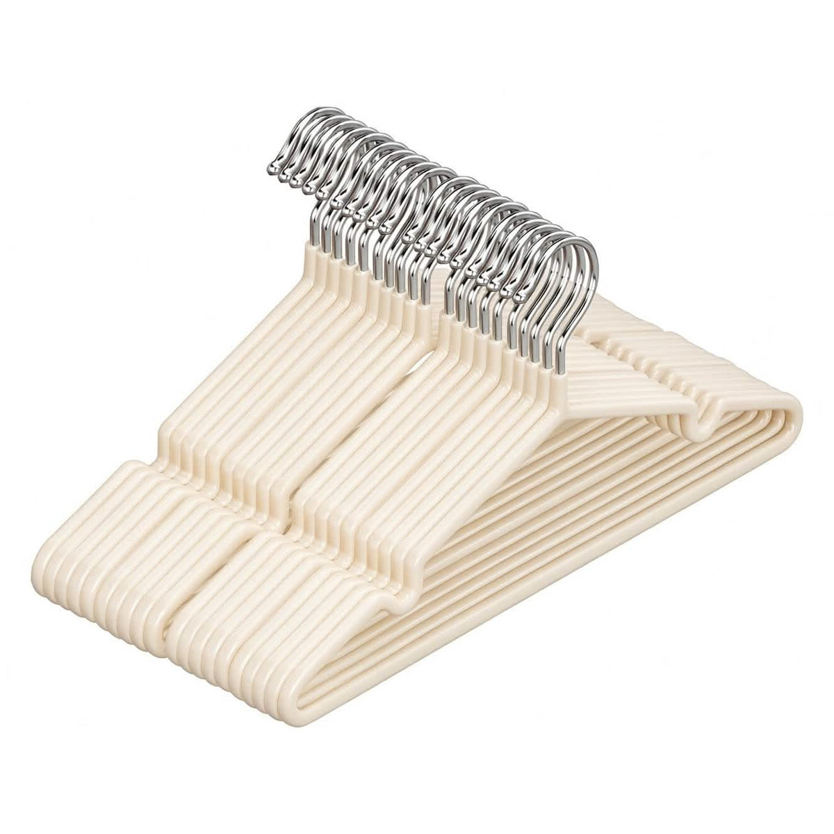 20 white non-slip coated metal clothes hangers