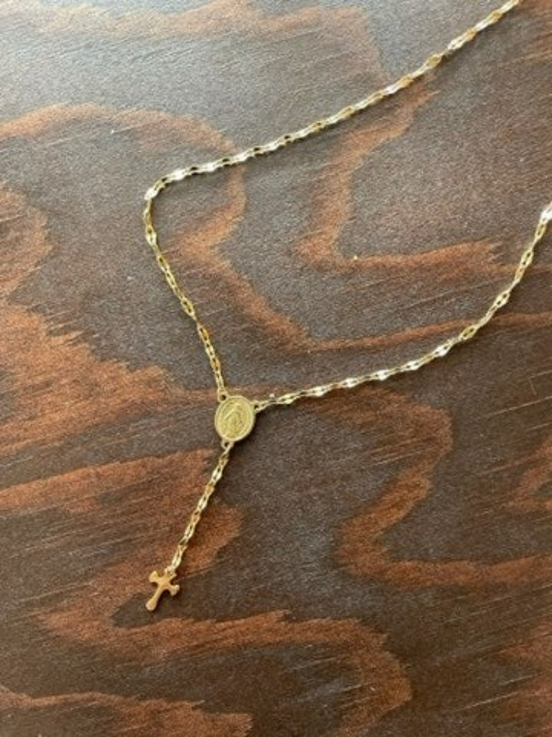 Gold Chain Rosary Necklace