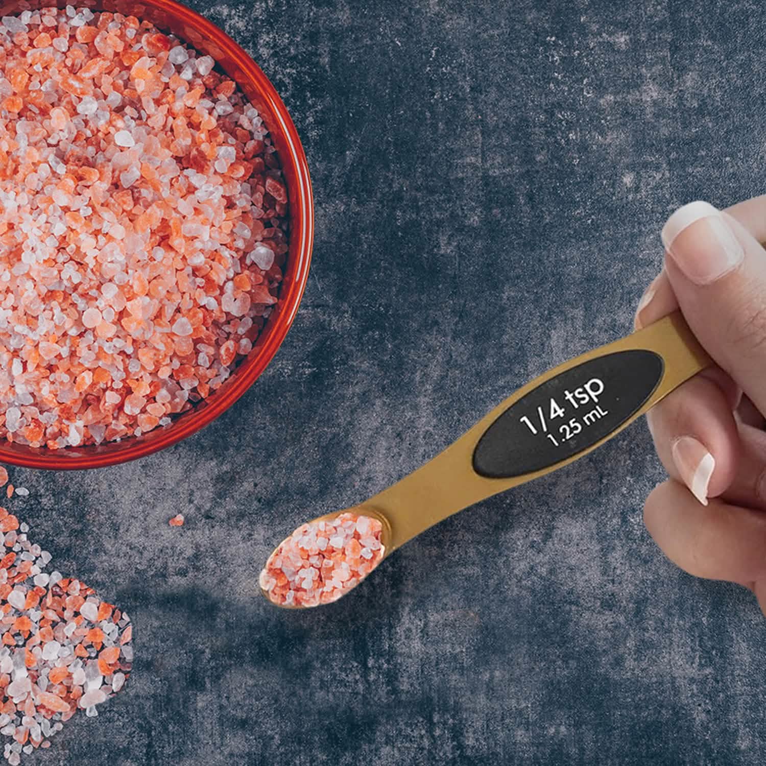 8-Piece: Double Sided Stackable Copper Magnetic Measuring Spoons Set with Leveler