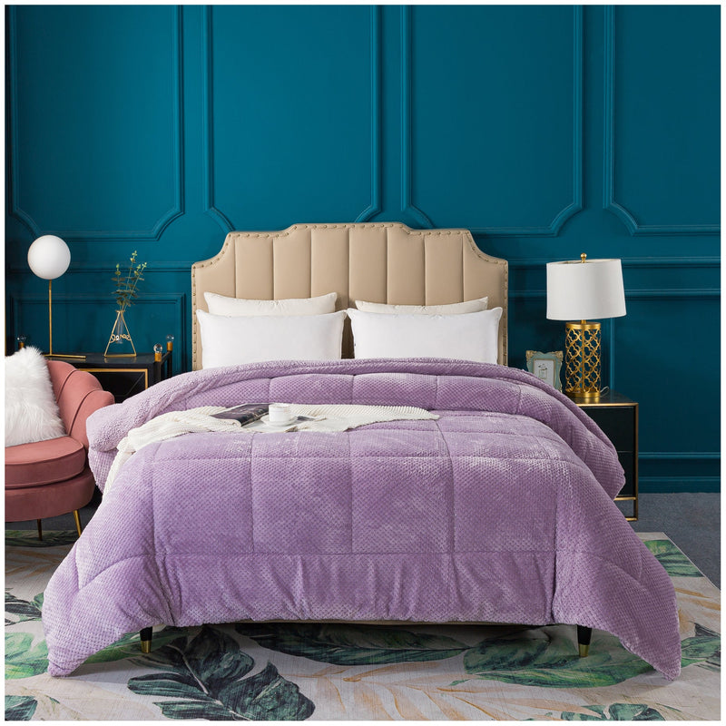 Kasentex Ultra Soft All Season Reversible Plush Sherpa Lined Comforter, Twin, Queen, King