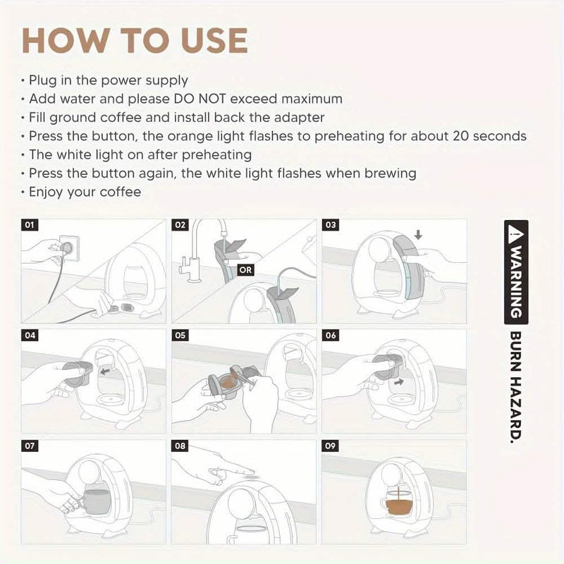 2 in 1 Single Serve Coffee Maker K Cup & Ground Coffee Brewer 4-8 Cup Size