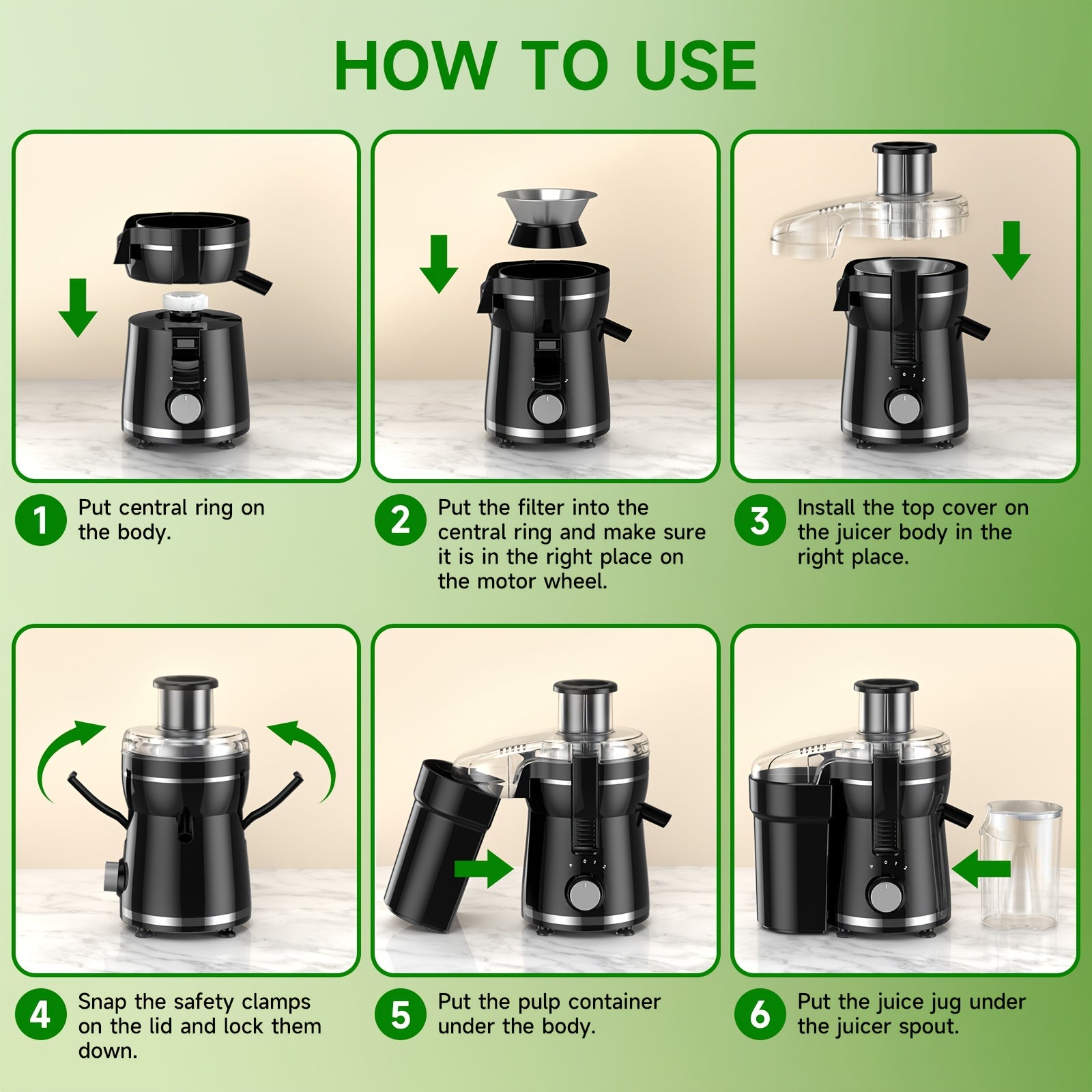 500W Centrifugal Juicer Machine 3 Speed Wide Mouth Fruit Vegetable Extractor