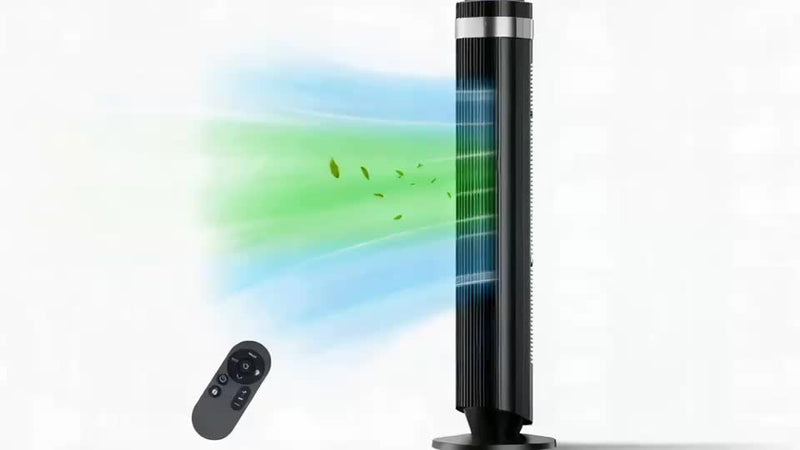 Bladeless Tower Fan - 5 Speeds, 64° Oscillating, Remote & Timer