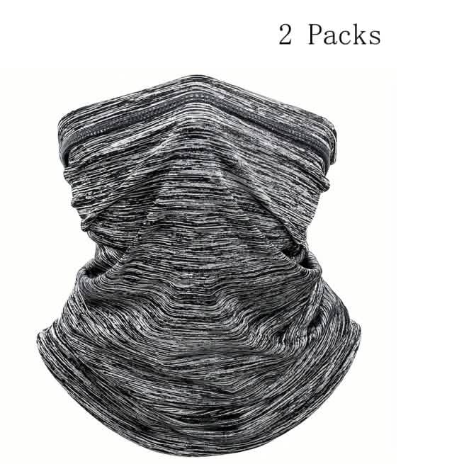 Grey neck gaiter face cover scarf, 2-pack