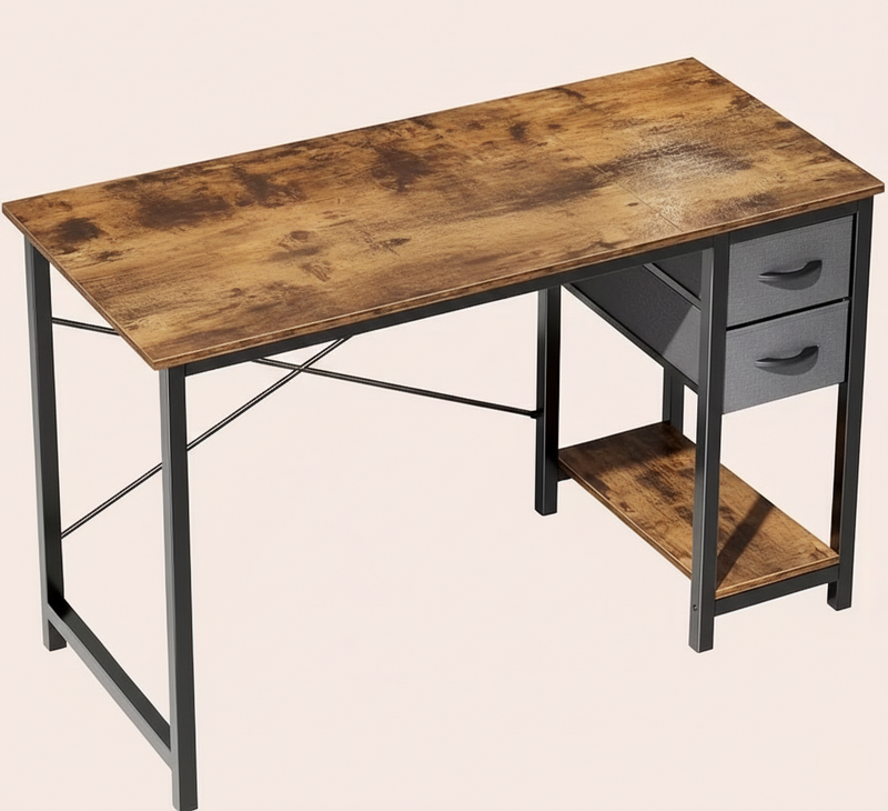 40/47" Computer Desk with Fabric Storage Drawers