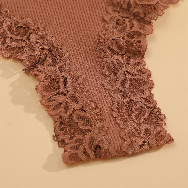 5Pcs/set Women Cotton Panties Floral Lace Intimate Underwear S-XL