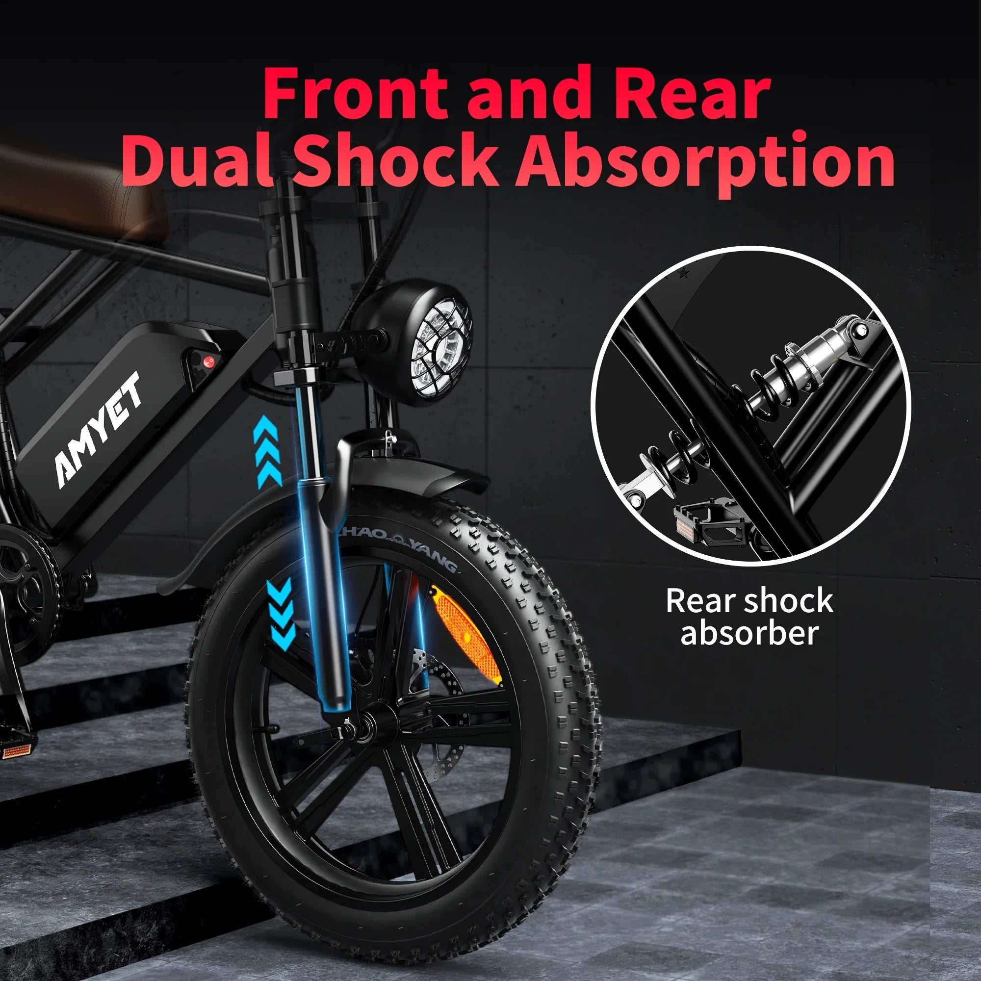 AMYET V9-G60 Electric Mountain Bike - 1000W, 48V, 20AH