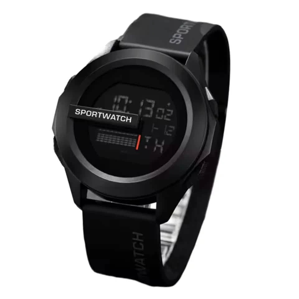 Men's LED Digital Sports Watch – 50mm Case, Waterproof 3ATM, Alarm & Stopwatch