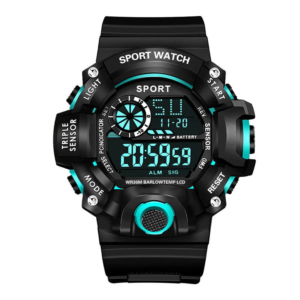 Men's Large Dial Digital Sports Watch – 55mm Waterproof Luminous Alarm Military Style