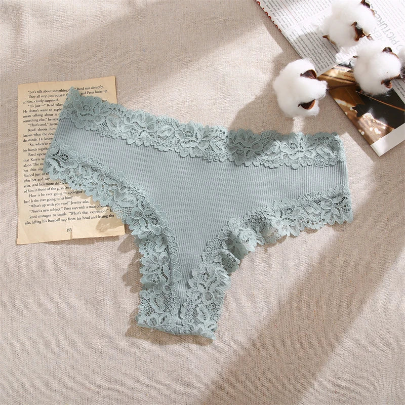 5Pcs/set Women Cotton Panties Floral Lace Intimate Underwear S-XL