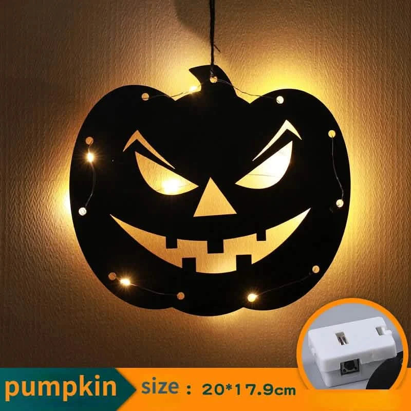 Halloween Hanging 10LED Castle Witch Ghost Spider Web Luminous Charm Indoor Outdoor Party Horror Props Decoration