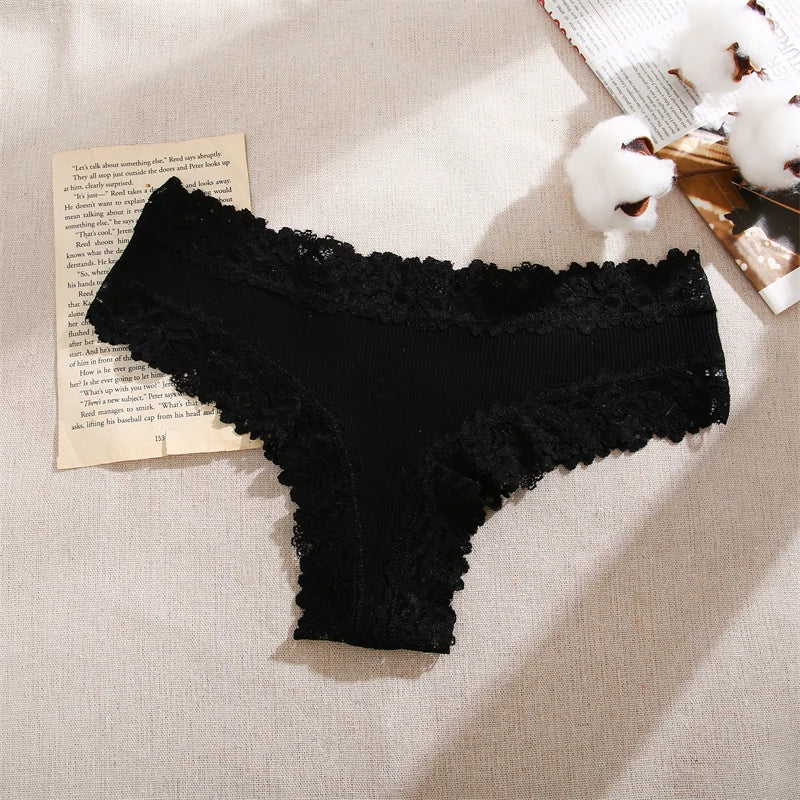 5Pcs/set Women Cotton Panties Floral Lace Intimate Underwear S-XL