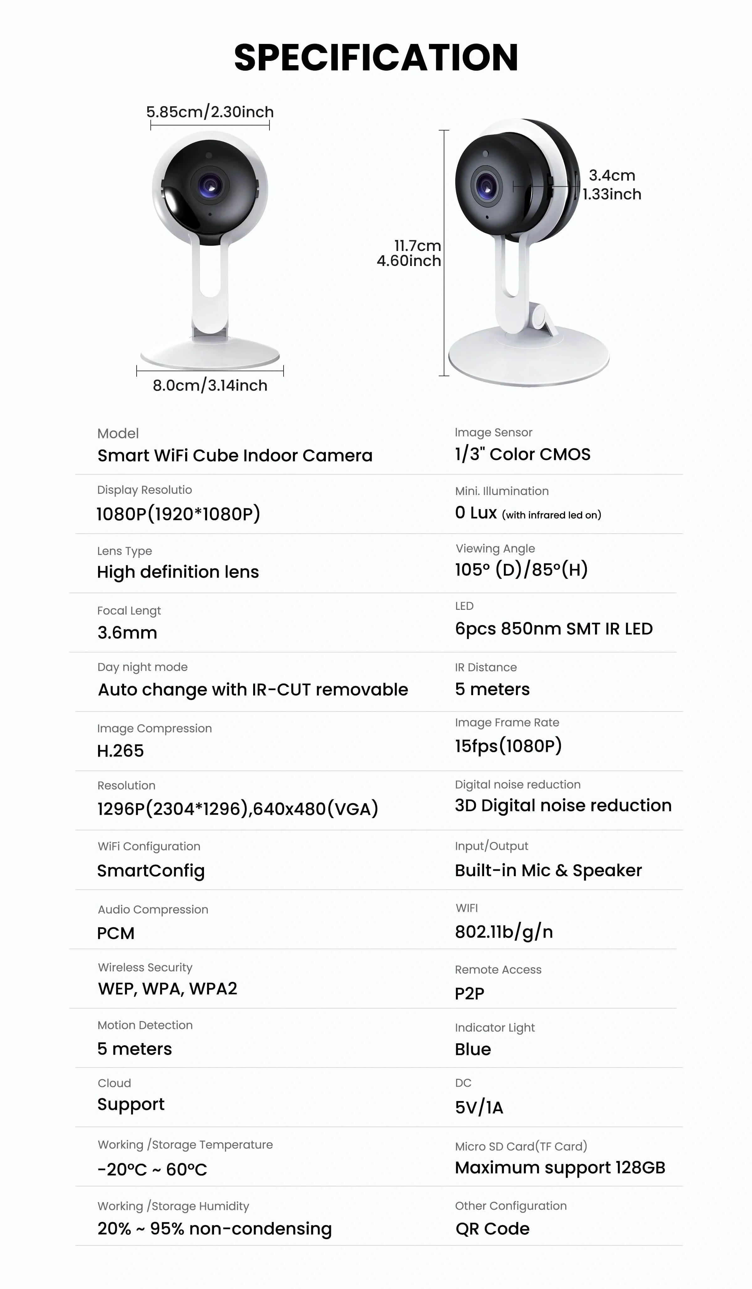 3MP Wireless Smart AI Home Security Camera – Two-Way Audio, Motion Detection, Night Vision