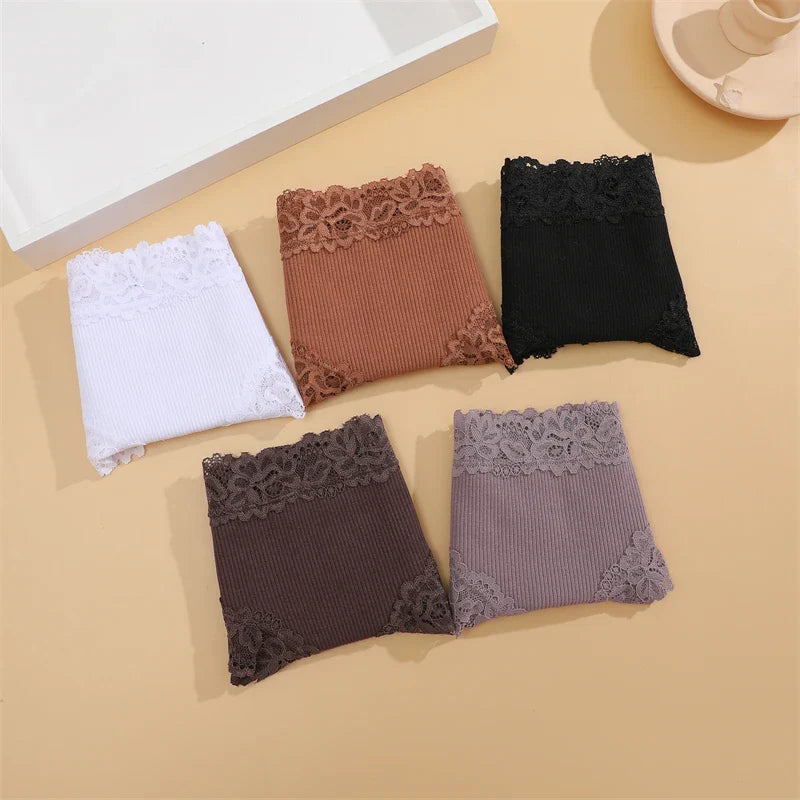 5Pcs/set Women Cotton Panties Floral Lace Intimate Underwear S-XL