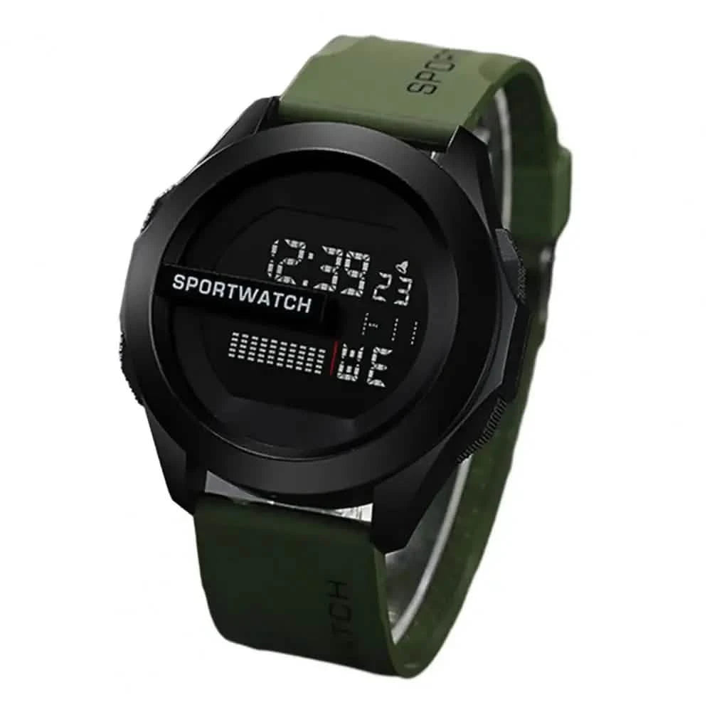 Men's LED Digital Sports Watch – 50mm Case, Waterproof 3ATM, Alarm & Stopwatch