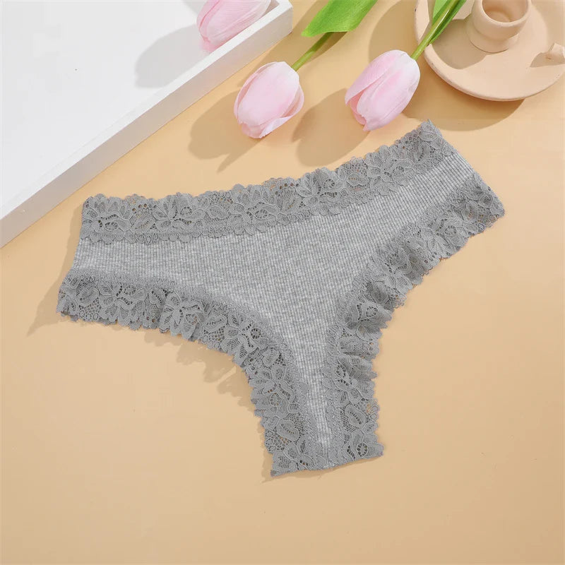 5Pcs/set Women Cotton Panties Floral Lace Intimate Underwear S-XL