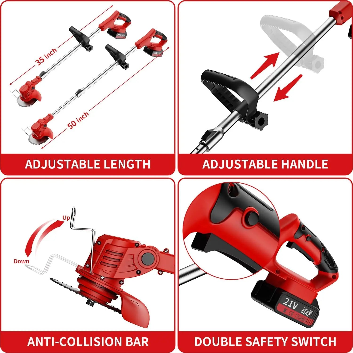 3-in-1 Electric Weed Wacker - Grass Trimmer, Lawn Edger & Brush Cutter