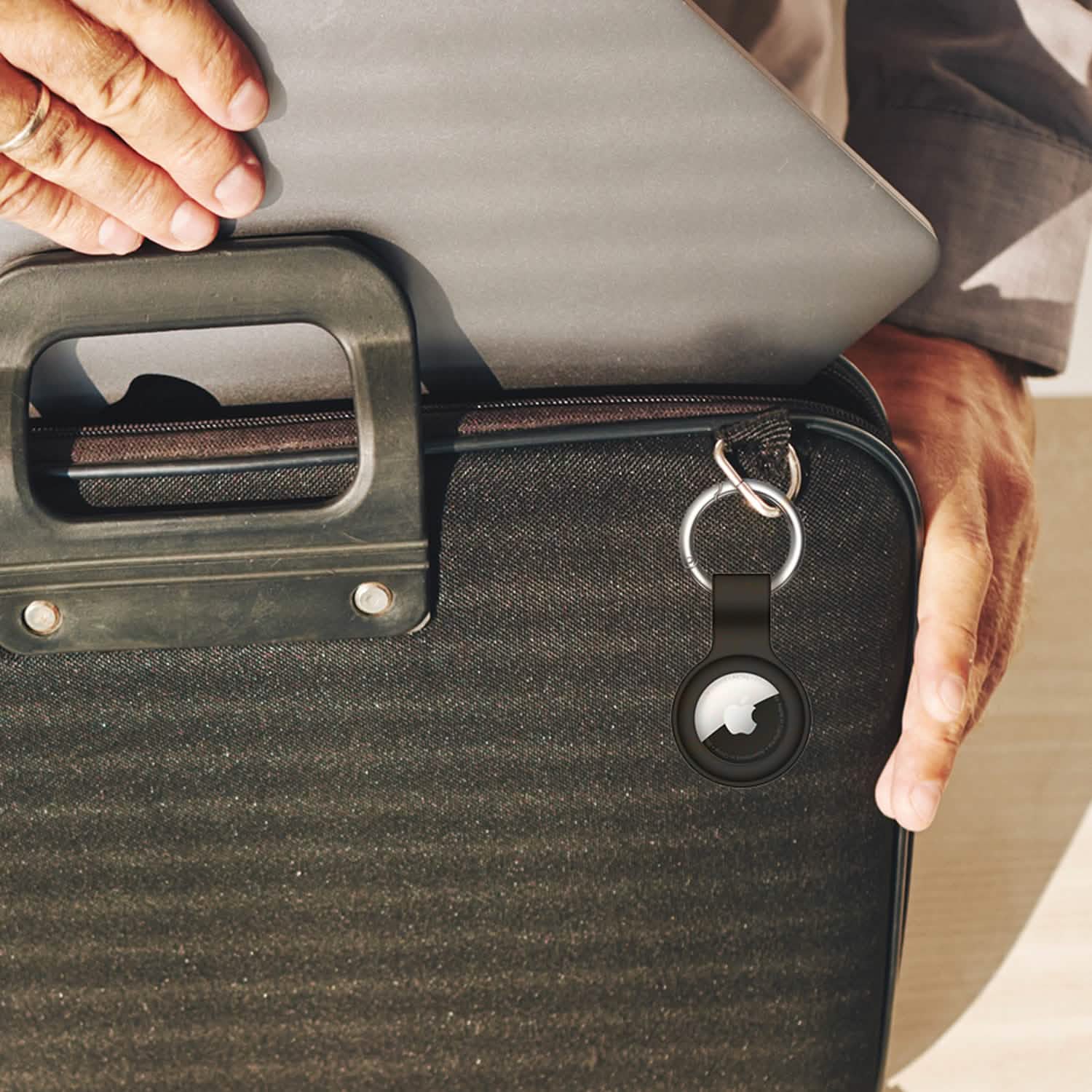 6-Pack: Protective Leather Airtag Holder Tracker Cover with Loop Key Ring