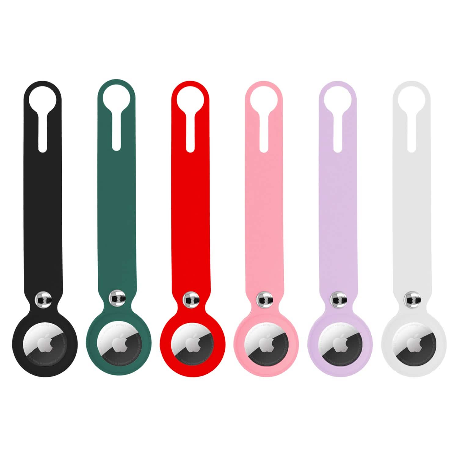 6-Pack: Protective Leather Case Cover For AirTags With Collapsible Loop Anti-Scratch AirTag Keychain