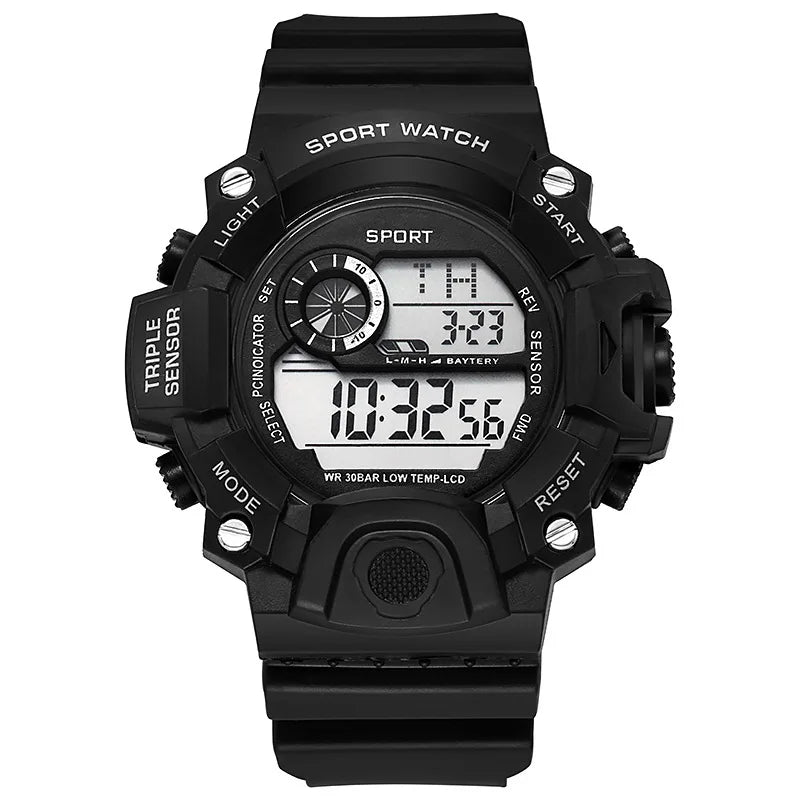 Men's Large Dial Digital Sports Watch – 55mm Waterproof Luminous Alarm Military Style