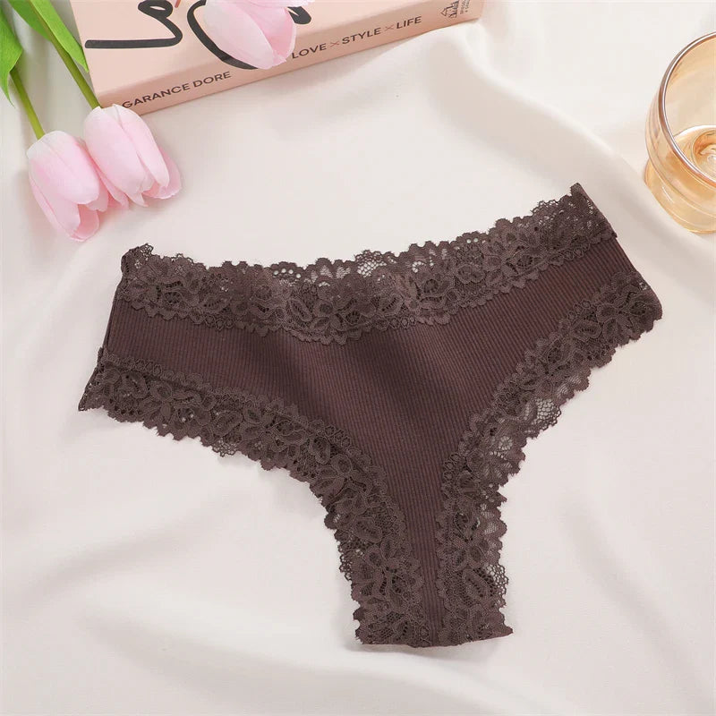 5Pcs/set Women Cotton Panties Floral Lace Intimate Underwear S-XL