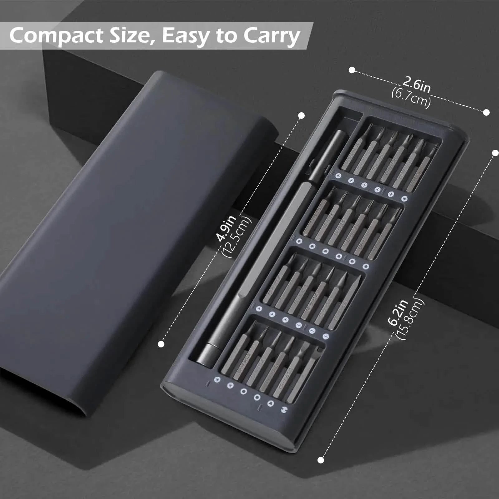 25-in-1 Precision Magnetic Screwdriver Kit - S2 Bits for iPhone, PC, Laptop, Watch, Camera, Glasses