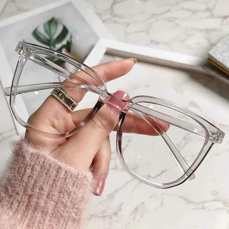 Anti-Blue Light Glasses for Women - Retro Oval Lightweight Plastic Frames with Gradient Lenses
