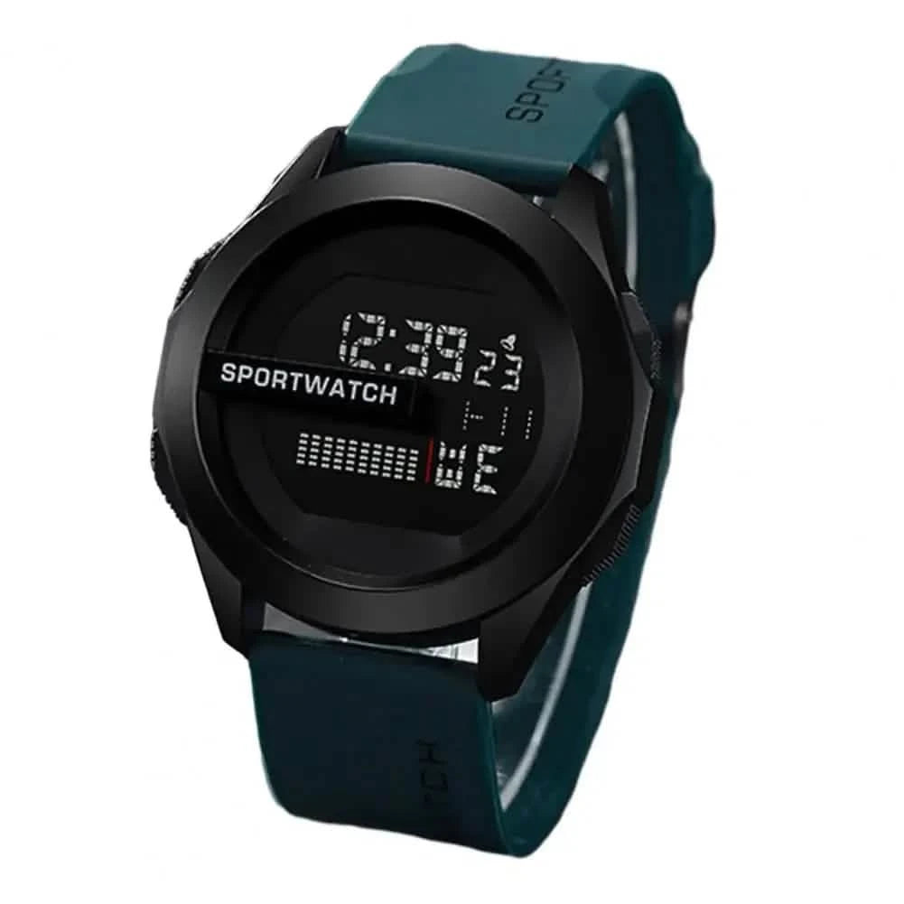 Men's LED Digital Sports Watch – 50mm Case, Waterproof 3ATM, Alarm & Stopwatch