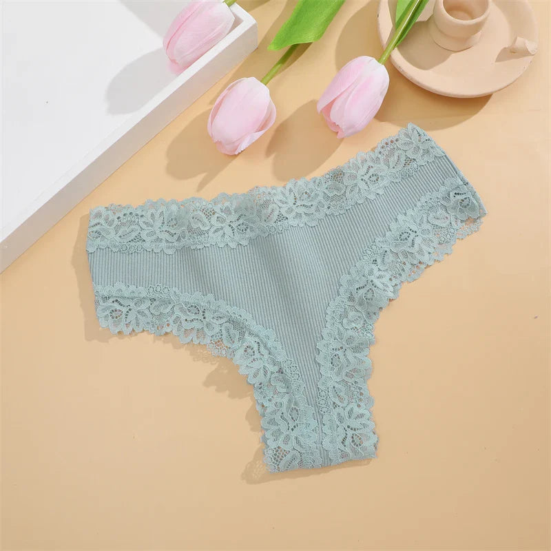 5Pcs/set Women Cotton Panties Floral Lace Intimate Underwear S-XL