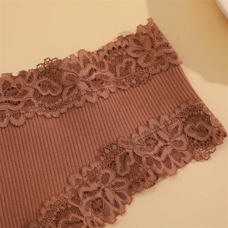 5Pcs/set Women Cotton Panties Floral Lace Intimate Underwear S-XL