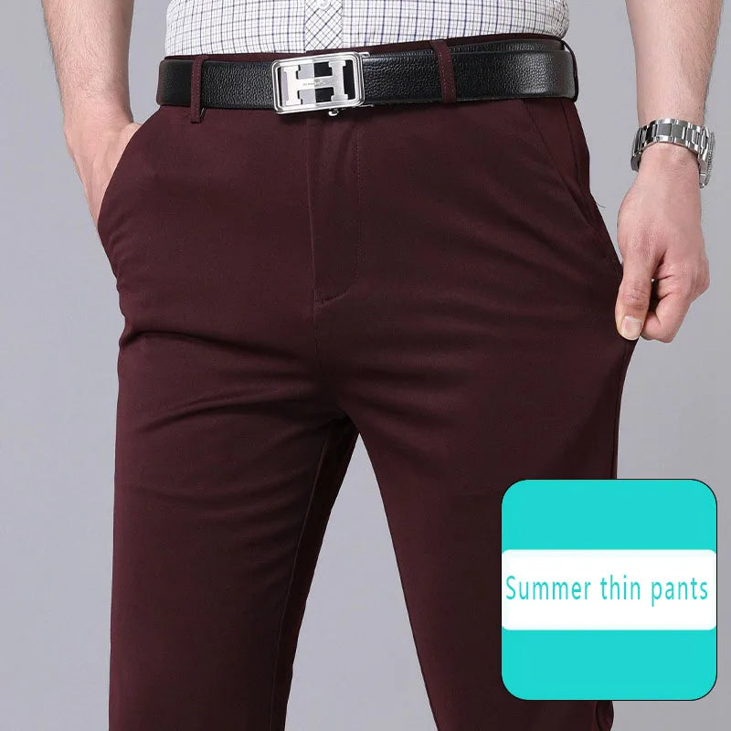Men's Casual Trousers Pants Stretch Solid Quick Dry Spring & Summer