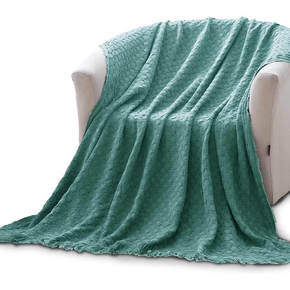 Kasentex 100% Cotton Soft Knitted Throw Blanket, Room Decor, Graduation Gifts, Fathers Day Gift, Mom Gift