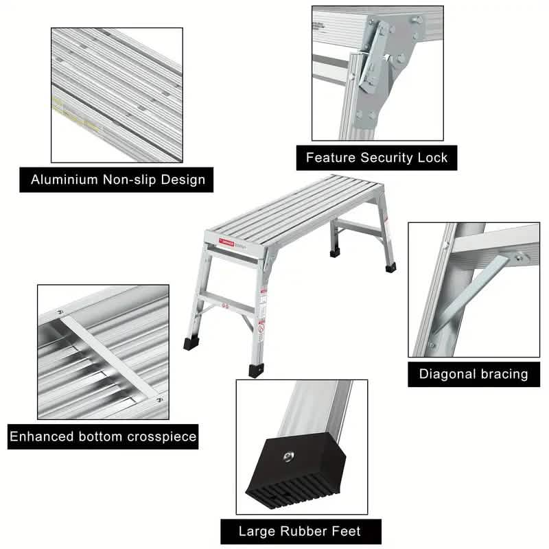 Portable Bench Folding Ladder Stool with Non-Slip Design