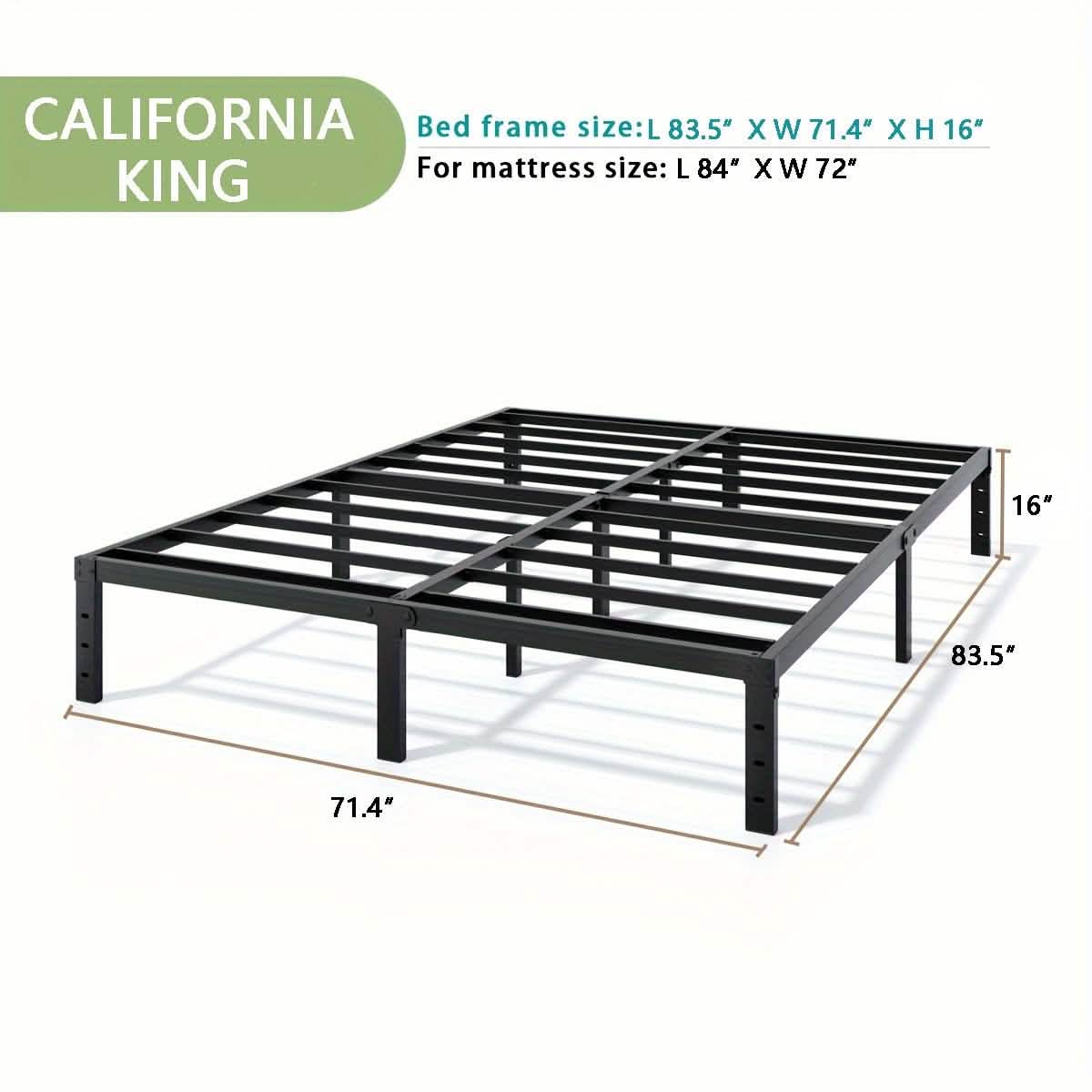 Heavy Duty Metal Bed Frame Platform Mattress Foundation No Box Spring Black