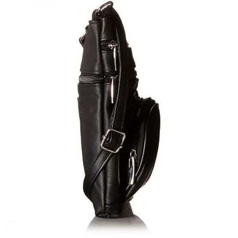 Side view showing the slim depth of the bag