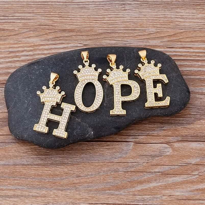 A-Z Alphabet Initial Crown Pendant Necklace Necklaces - DailySale