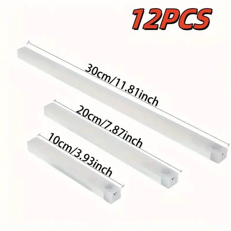 12-Pack: White LED Motion Sensor Cabinet Lights – Magnetic, USB Rechargeable, Detachable for Indoor Use