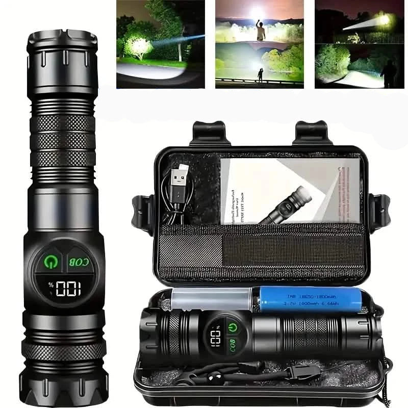 Rechargeable LED Flashlight with 5 Modes & Magnetic Base – Gift Box