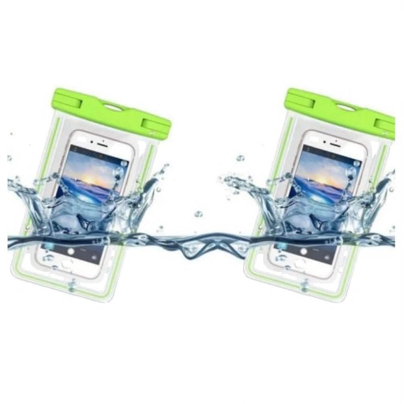Green waterproof phone pouch 2-pack