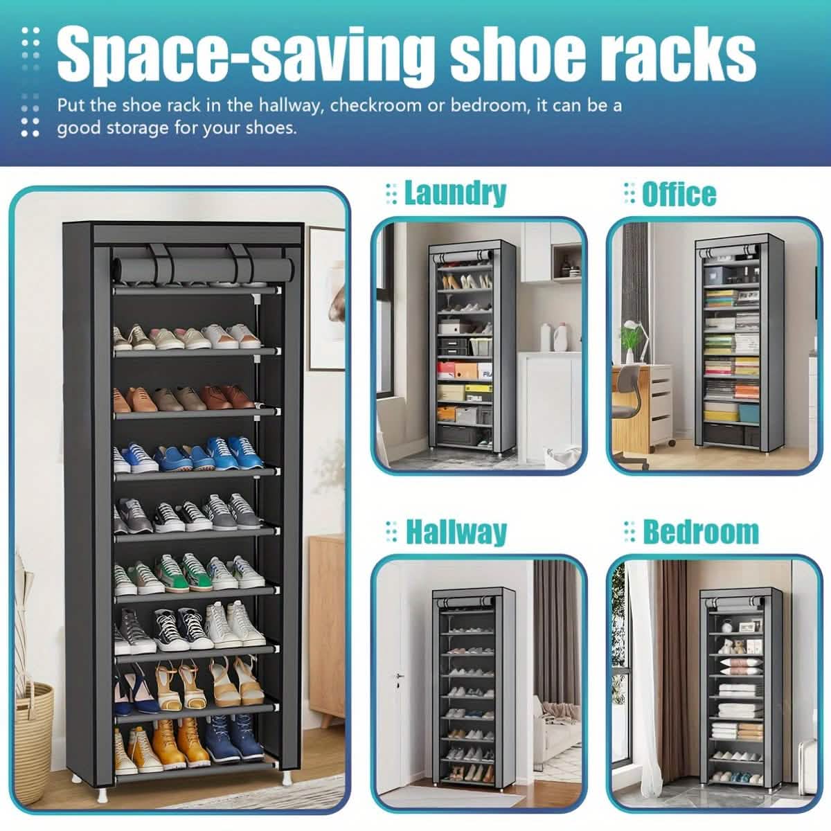10-Layer 9 Grid Shoe Rack Shelf Storage Closet Organizer